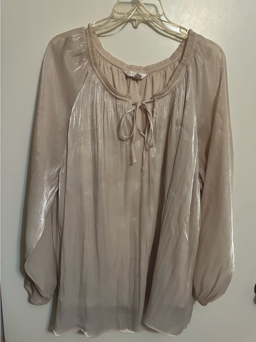 LC Lauren Conrad Shimmery Tie-Neck Tunic Blouse - Cream